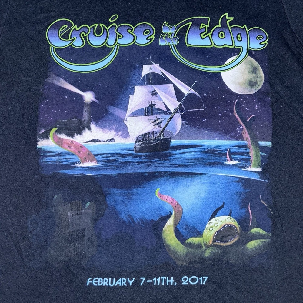 Rare Cruise to Edge 2017 Black Grunge Band Concert Tour T-Shirt Mens Medium M